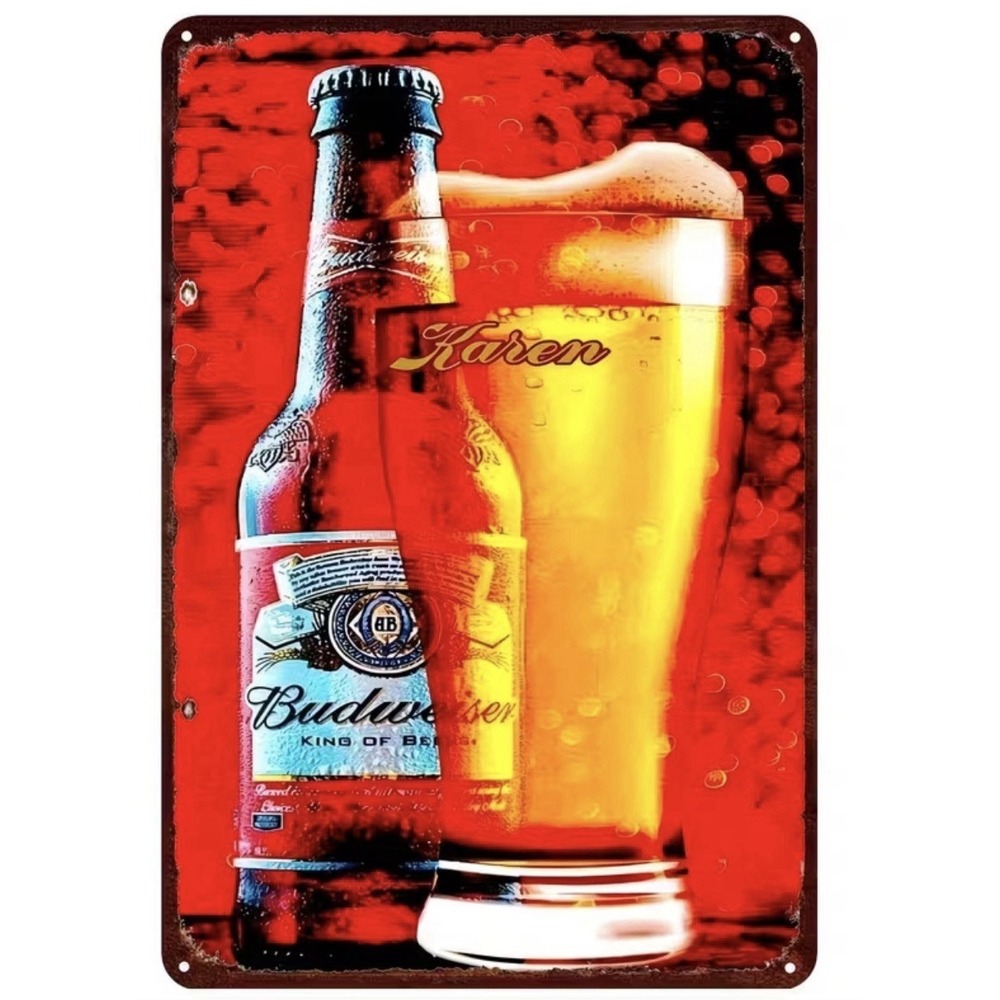 Budweiser Bottled Beer 8 x 12 Karen Metal Sign Bar Man Cave Den Garage New